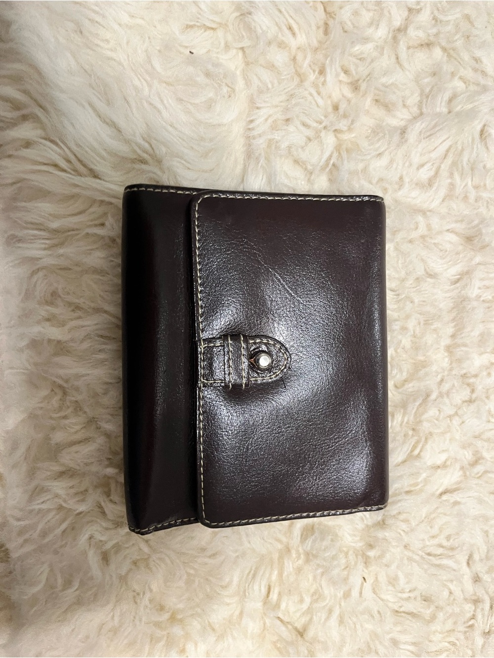 Buxton Dark Brown Leather Bifold Wallet with Snap Closure